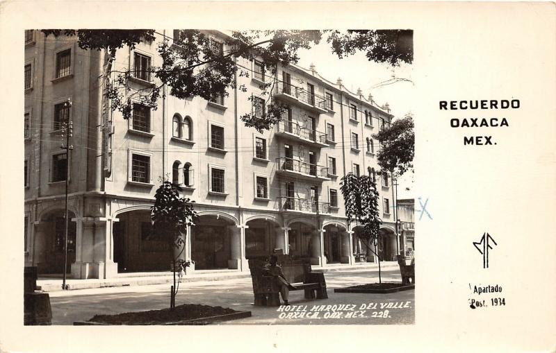 F61/ Foreign RPPC Postcard Mexico 1949 Oaxaca Recuerdo Hotel Marquez Del Valle