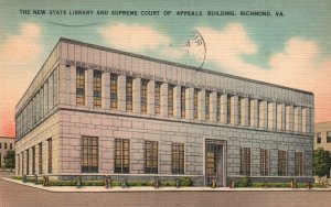 Vintage Postcard 1944 State Library Supreme Court Of Appeals Richmond Virginia