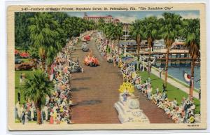 Festival of States Parade Floats St Petersburg Florida 1940 linen postcard