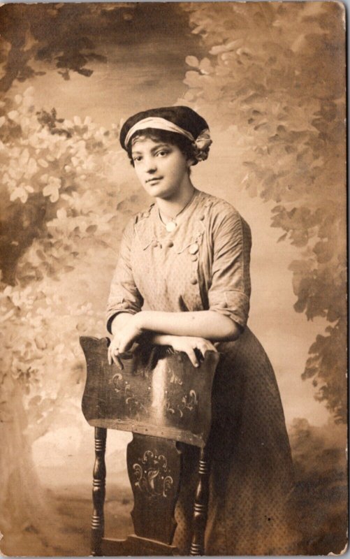 Real Photo Postcard Portrait of Beautiful Woman in/near Spencer, Massachusetts