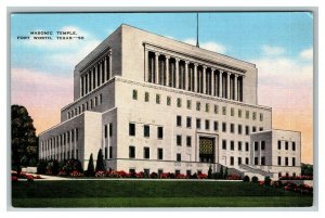 Vintage 1930's Postcard Masonic Temple Fort Worth Texas