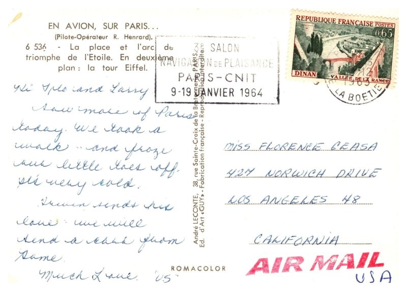 Postcard  France Paris - Arc de Triomphe and Eiffel Tower