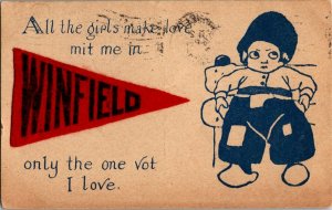 All The Girls Make Love Mit Me Winfield KS Vintage Postcard Standard View Card
