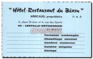 Business Card Hotel Restaurant of beach Lestelle Betharram Arricaud