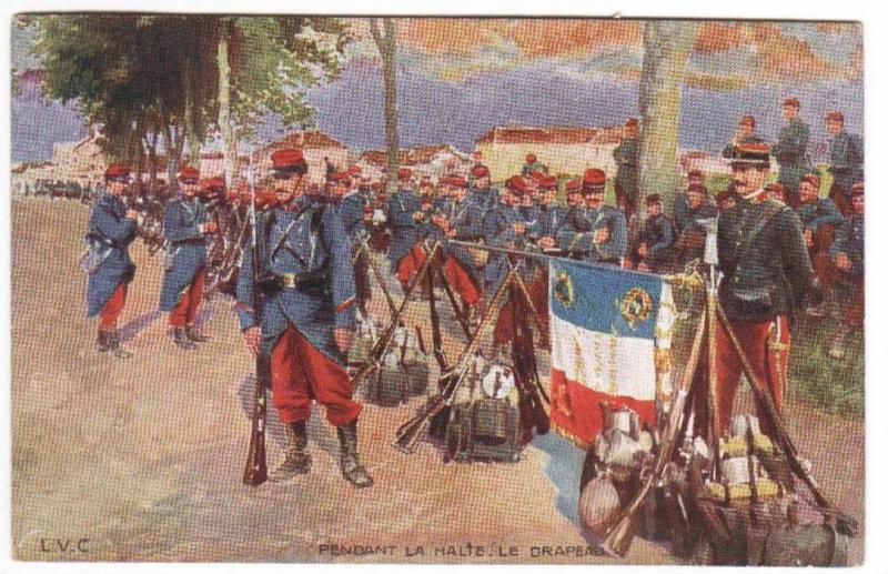 French Infantry Army Tricolore Les Coleurs Flag Military France 1910c postcard