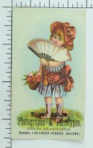 T. W Ellis Photographs & Ferrotypes Cute Child Holding Fan Nice! P78 