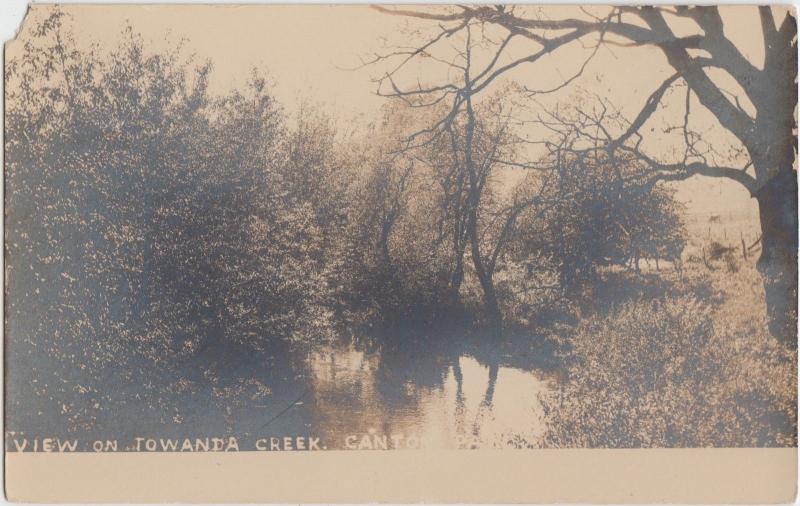 Pennsylvania Pa Real Photo RPPC Postcard c1910 CANTON Towanda Creek Scene