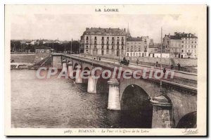 Old Postcard Roanne Bridge and Quas Loire