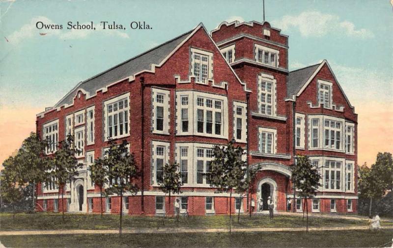 Tulsa Oklahoma Owens School Street View Antique Postcard K38937