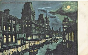 LIVERPOOL MERSEYSIDE ENGLAND~CHURCH STREET-NIGHT-MOONLIGHT~1903 POSTCARD