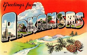 Arkansas Greetings From Large Letter Linen