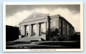 SHERMAN, Texas TX ~ FIRST BAPTIST CHURCH c1930s Grayson County Postcard