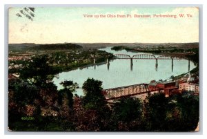 Ohio River Bridge View From Fort Boreman Parkersburg WV DB Postcard U19