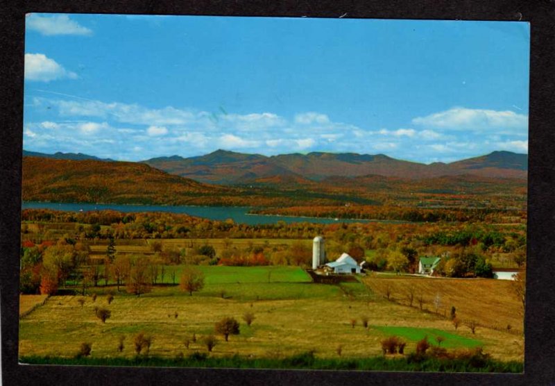 VT Lake Champlain Valley Farm Vermont Mount Mt Philo Postcard