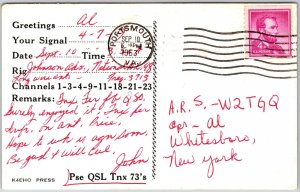 1963 QSL Radio Card WN4OLN Portsmouth VA Amateur Radio Station Posted Postcard