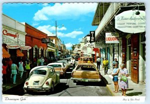 ST. THOMAS, Virgin Islands ~ Dronningens Gade MAIN STREET Scene ~ 4x6 Postcard