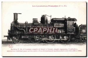 Postcard Old Train Locomotive Machine 36