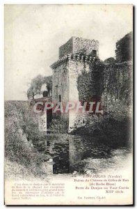 Old Postcard Tiffauges Ruins of Chateau de Gilles de Rais said Bluebeard door...