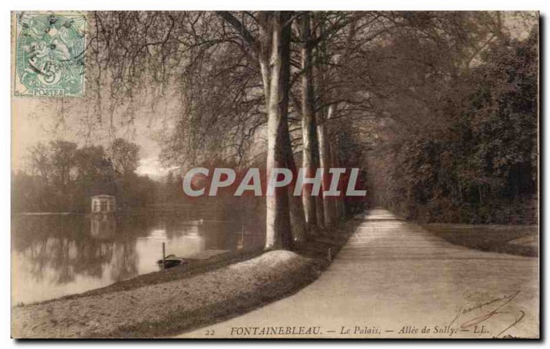 Old Postcard The Fontainebleau Palace Allee Sully