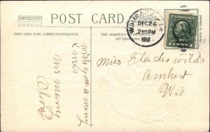 WINSCH CHRISTMAS Adorable Little Girls Children on Stairwell EMB Postcard