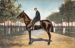 Race Horse Rider Thoroughbred 1910c postcard