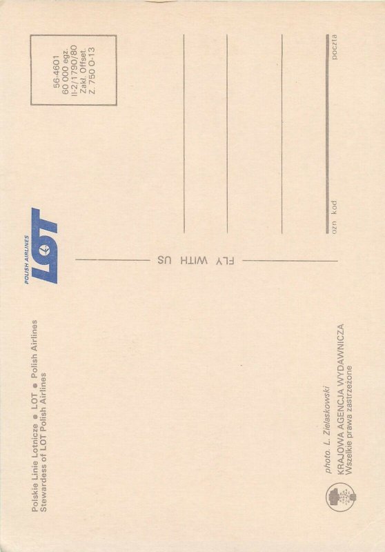 Polish Airlines stewardes postcard