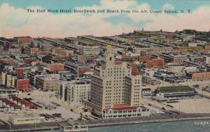 The Half Moon Hotel Boardwalk and Beach Coney Island Postcard