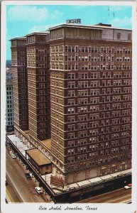 USA Texas Houston Rice Hotel Vintage Postcard C213