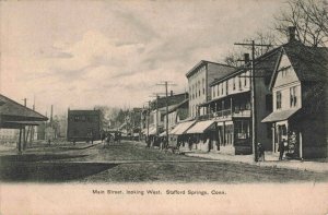 c.1901 Main Street Horse Carriages Stafford Springs Conn.  Postcard 2T7-152