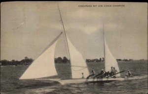 Chesapeake Bay Maryland MD Los Canoe Champion Sailing RPPC Vintage Postcard