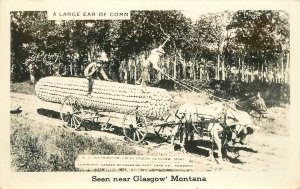 Postcard RPPC Montana Glasgow Exaggeration of Corn Wagon 1940s 23-7816