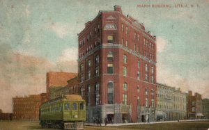 Vintage Postcard 1912 View of Mann Building Utica New York N. Y.