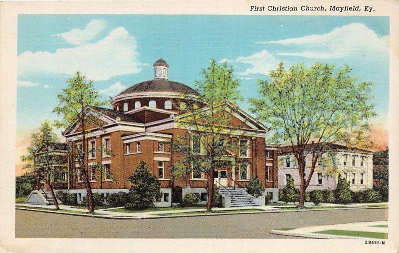 Kentucky Ky Postcard c1920 MAYFIELD First Christian Church Building