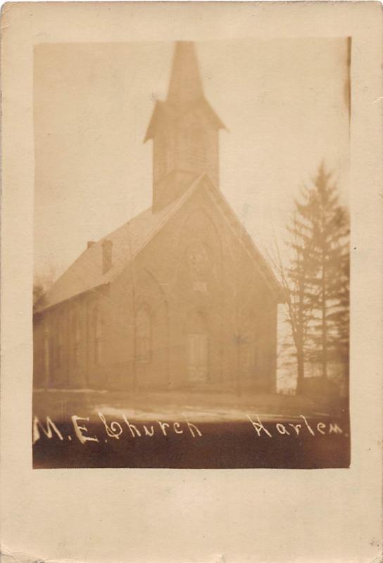 E73/ Harlem Ohio RPPC Postcard c1910 M.E. Church Building