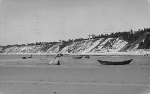 Plymouth Massachusetts Beach Scene Row Boats Real Photo Postcard AA65890