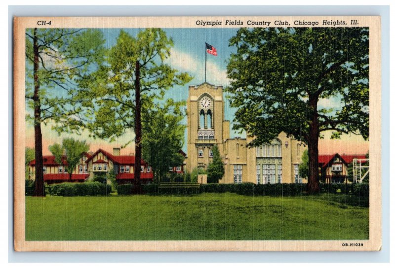 Vintage Olympia Fields Country Clug, Chicago Heights, Ill. Postcard F110E