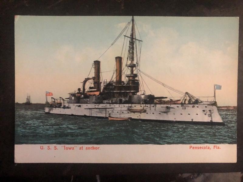 Mint Pensecola FL USA RPPC Postcard USS Iowa BattleShip Us Navy WW2
