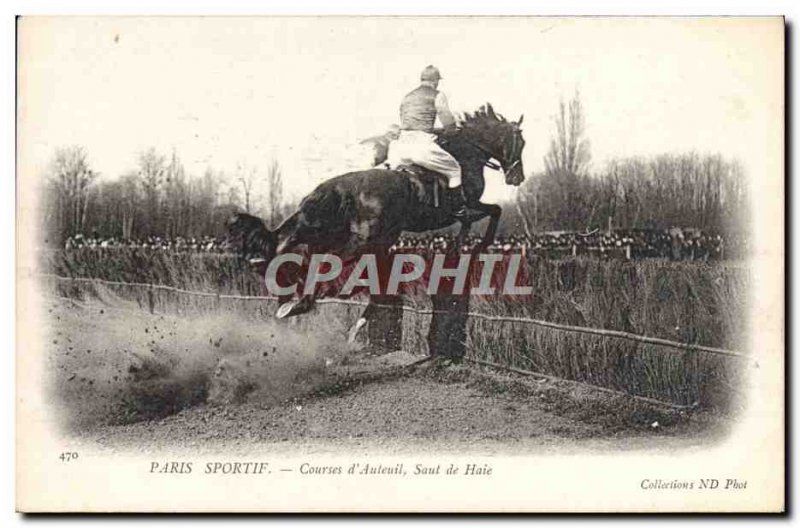 Old Postcard Horse Riding Equestrian Sports Racing of Paris & # 39Auteuil hed...