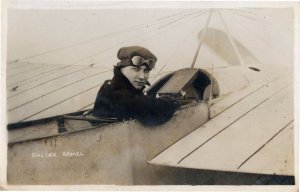 Gustav Hamel British Aviator At Hendon Old Real Photo Postcard