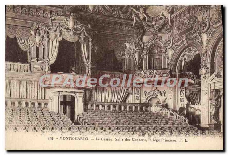 Old Postcard Monte Carlo Casino Concert Hall