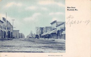 Westfield Wisconsin Main Street Sky Tinted W/ Border Vintage Postcard U5499