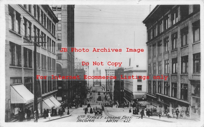 WA, Tacoma, Washington, RPPC, 11th Street, Looking East, Photo No 622