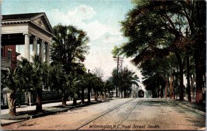 Postcard NC New Hanover County Wilmington Front Street South Streetcar ~1910 S76