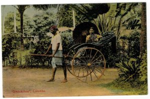 Sri Lanka Ceylon 1910 Unused Postcard Colombo Rickshaw