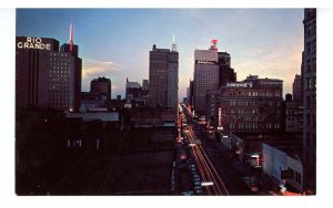 TX - Dallas. Night View Along Main Street ca 1960's