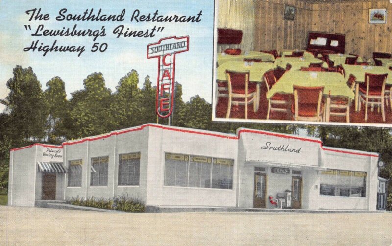 Linen Postcard The Southland Restaurant Highway 50 Lewisburg, Tennessee~129005 