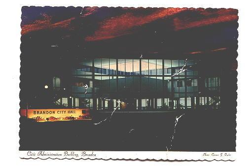 Night, Civic Administration Building, Brandon Manitoba, Photo Terence J Fowler