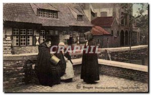 Old Postcard Behind Bruges Bruges Gruuthuse Types Folklore Costume