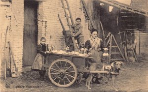 Belgium Laitiere flamande Flemish Milk Maid Dog Cart Peasant Boy postcard B913