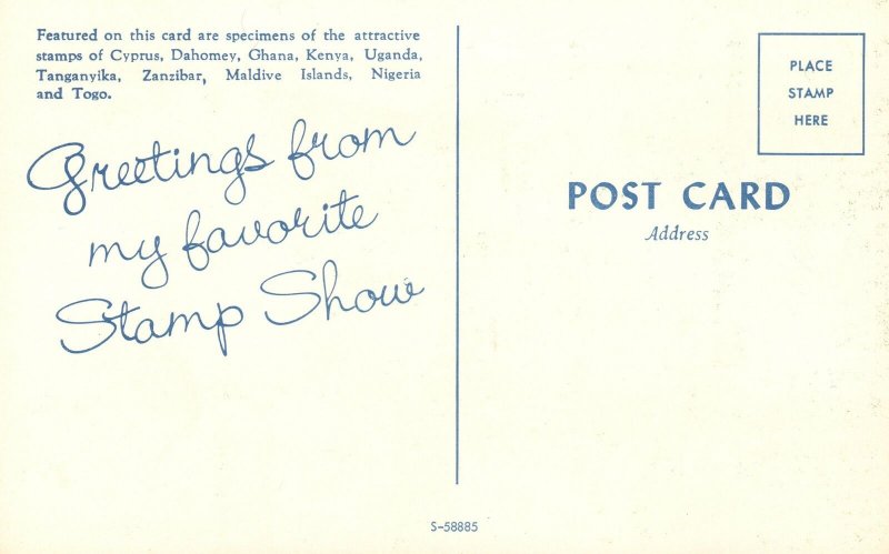 ​​​Vintage Postcard 1910's Diff. Stamps ​​​Greetings From My Favorite Stamp Show